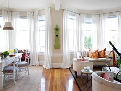 Living room interior window with bay window