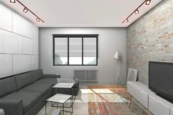 Living room interior 18 sq m in loft style