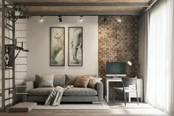 Living room interior 18 sq m in loft style