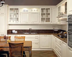 Light kitchen with dark furniture photo