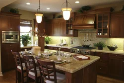 Light Kitchen With Dark Furniture Photo