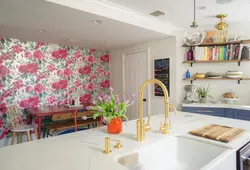 Kitchen design with large flowers