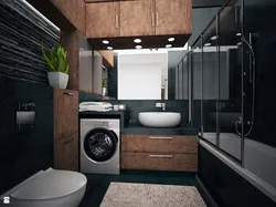 Bathroom design with window toilet and washing machine