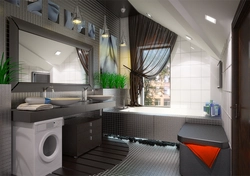 Bathroom design with window toilet and washing machine