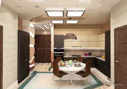 Interior of the hallway and kitchen in the same style