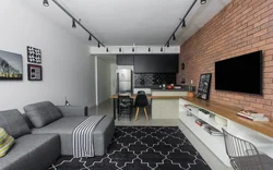 Living room loft design 18 sq.m.