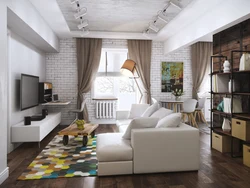 Living room loft design 18 sq.m.