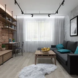 Yashash xonasi loft dizayni 18 kv.m.