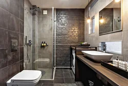 Bathroom design with gray shower