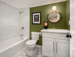 Tile wall in bathroom interior photo