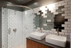 Tile wall in bathroom interior photo