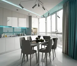 Kitchen living room design with window in modern style