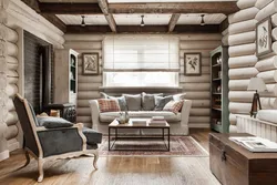 Wall design in the living room of a wooden house