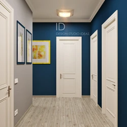 Hallway interior white and blue