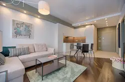 Ceiling in a one-room apartment design photo