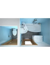 Corner baths in a small bathroom with a washing machine photo