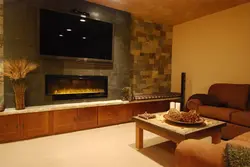 Electric fireplaces in the apartment for TV photo