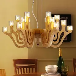 Wooden lamps for kitchen photo