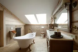 Pəncərə fotoşəkili olan taxta evdə hamam
