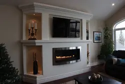 Fireplaces in an apartment made of plasterboard photo