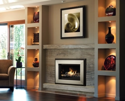 Fireplaces in an apartment made of plasterboard photo