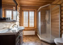 Window In The Bathroom In A Wooden House Photo