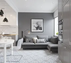 Gray wallpaper in the living room photo