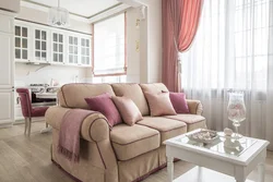 Dusty rose color in the kitchen interior