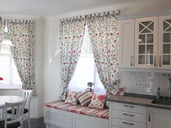 Curtains With Flowers In The Kitchen Interior