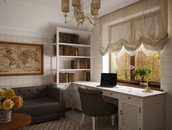 Interior of a small office in an apartment