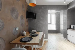 White decorative plaster in the kitchen photo