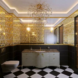 Bathroom interior black and gold