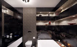 Bathroom interior black and gold