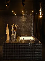 Bathroom interior black and gold