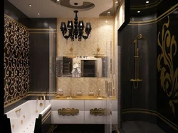Bathroom interior black and gold
