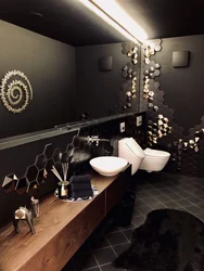 Bathroom interior black and gold