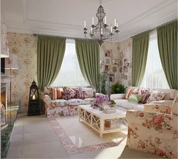 Ҳуҷраи зиндагӣ дар сабки Provence аксҳои воқеӣ