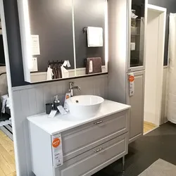 Gray bathroom cabinet in the interior