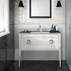 Gray bathroom cabinet in the interior