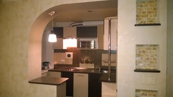 Wall between the room and the kitchen in Khrushchev photo