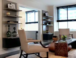 Shelving in the interior of the kitchen living room