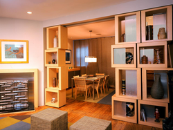 Shelving in the interior of the kitchen living room