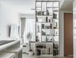 Shelving in the interior of the kitchen living room