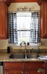 Curtains for kitchen sink by the window photo