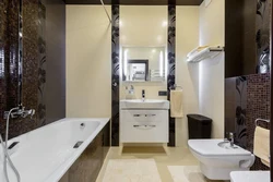 Bath design with dark and light tiles