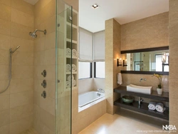 Bathroom design with built-in bathtub