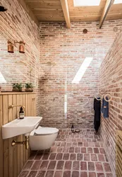 Brick finishing in the bathroom photo