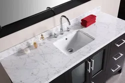 Gray countertop in the bathroom photo