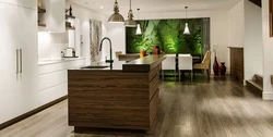 Wood in the interior of the kitchen living room photo