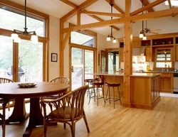 Wood in the interior of the kitchen living room photo